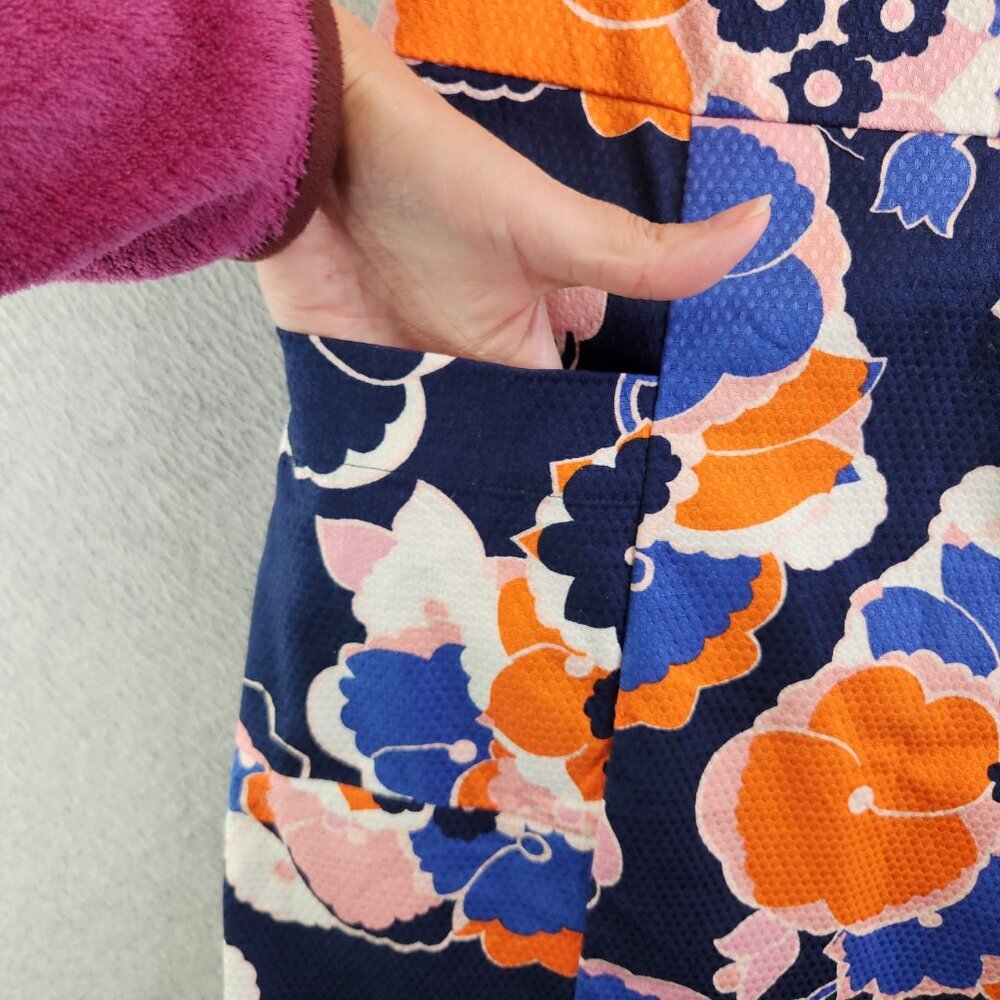 Boden Dress Womens 6 Blue Orange Floral Knee Modest Church Office Career - Picture 3 of 16
